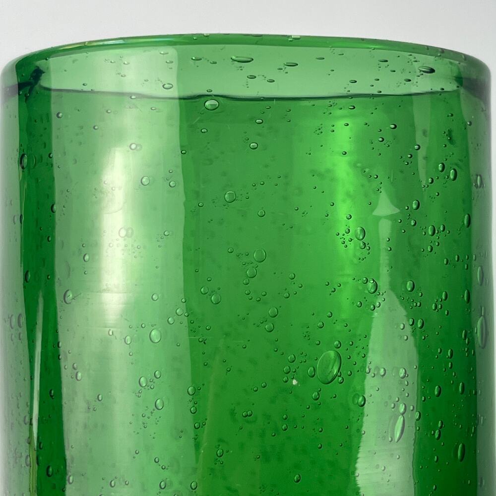 Blown Glass Green Bubble High-Ball Tumbler Glasses; Set of 4; 18 oz 5 5/8” - Picture 2 of 5